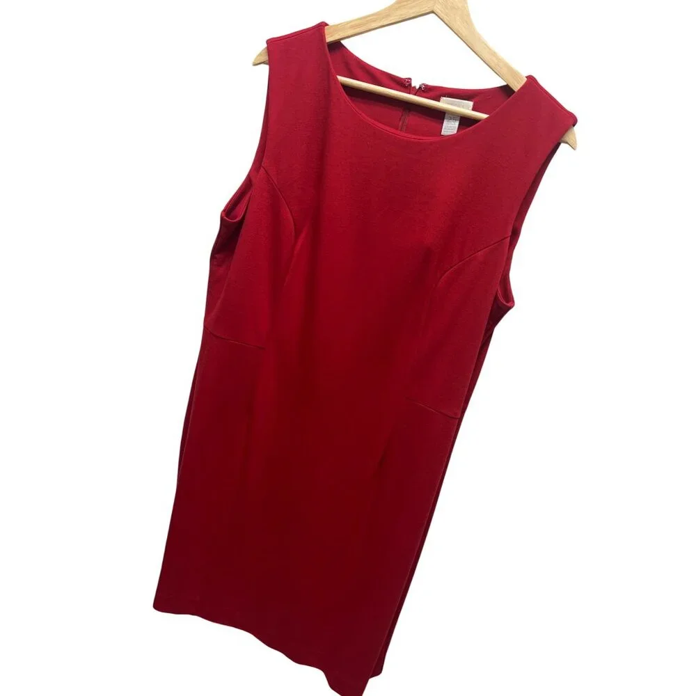 Chico's Zahara Sleeveless Red Knit Stretch Pencil Dress - Picture 3 of 8
